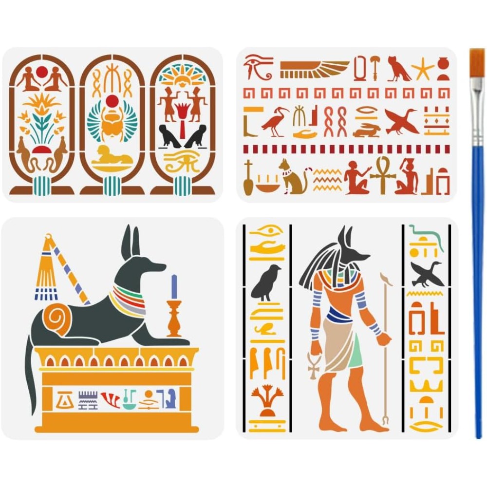 4 PCS Egyptian Symbols Stencil - Photography Model recension och pris