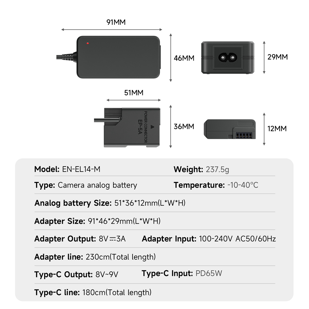 EN-EL14 EL14A EP-5A Dummy Batt - Nikon Camera D3500 recension och pris