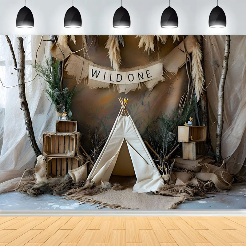 Safari Wild One Woodland Kids  - Photography Backdrop Muslin recension och pris