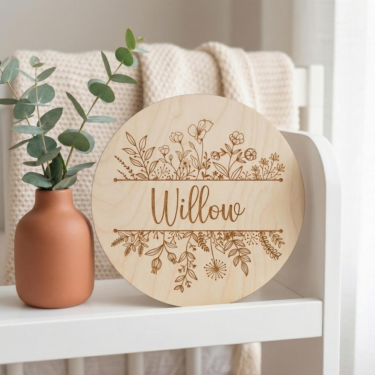 Personalized Floral Round Wood - Photography Ideas recension och pris