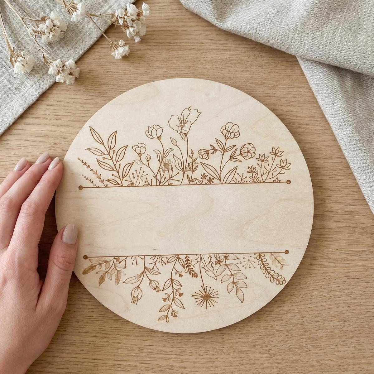 Personalized Floral Round Wood - Photography Ideas recension och pris