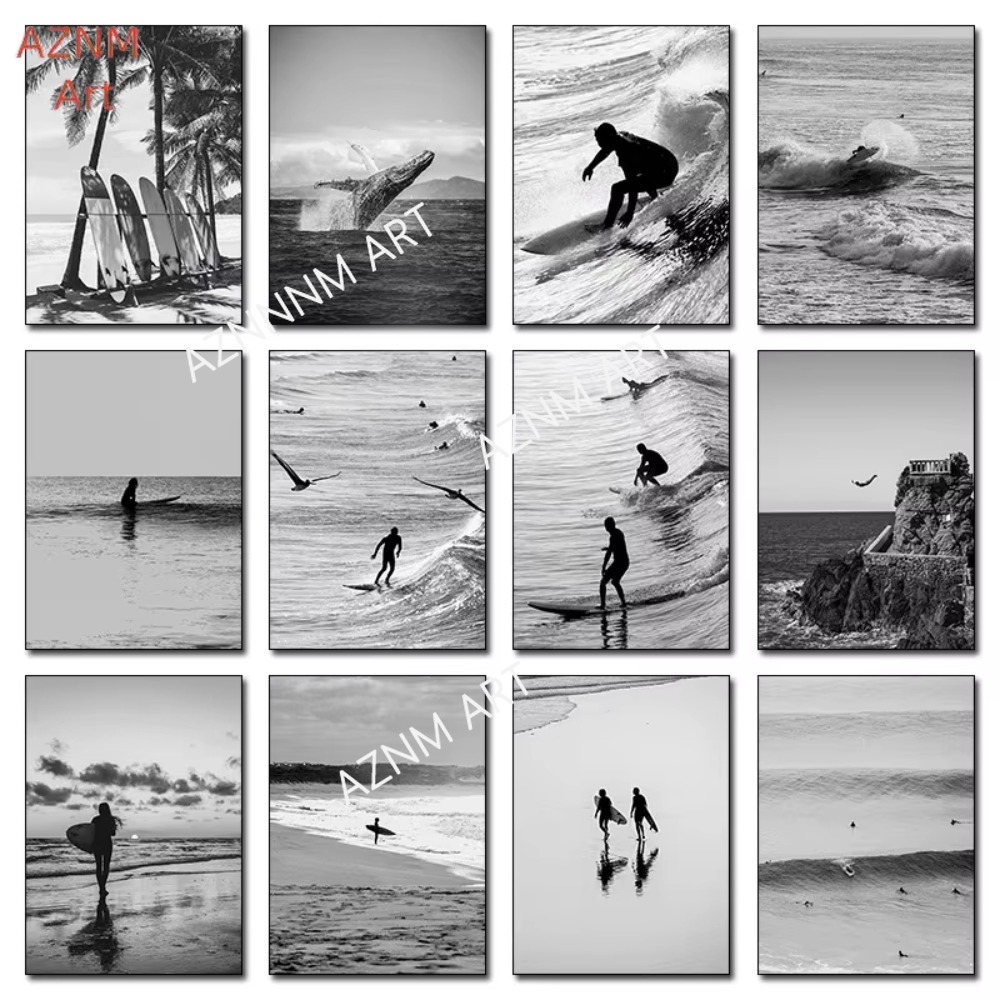 1PC ，Fine Surfing Black and Wh - Photography Poster recension och pris